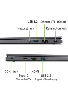 Acer Ноутбук Aspire 16 A16-51GM 16" WUXGA IPS, Intel 7-150U, 16GB, F1TB, NVD2050-4, Lin, сірий