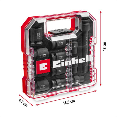 Einhell Набір ударних торцевих головок 40мм 1/2" 10-21 мм 12шт кейс 0.78кг Einhell Набір ударних торцевих головок 40мм 1/2" 10-21 мм 12шт кейс 0.78кг