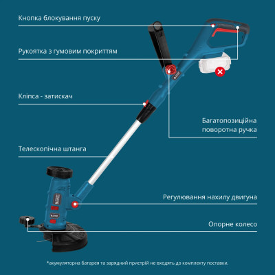 Könner & Söhnen Тример багатофункціональний акумуляторний Konner&Sohnen KS MFT-20V 20В літій-іонна 2400об/хв 3.8кг без АКБ за ЗП