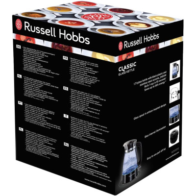 Russell Hobbs Електрочайник Russell Hobbs Hourglass 1.7л, скло, підсвічування, чорно-сріблястий