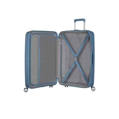 American Tourister Валіза American Tourister, Soundbox, поліпропілен, середня, 67см, 71.5/81л, TSA, 4 колеса, EXP, сіро-синій