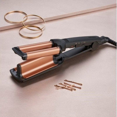BaByliss Плойка, гофре , 85Вт, темп.режимів-3, 160-210С, природні хвилі, кераміка, турмалін , чорний BaByliss Плойка, гофре , 85Вт, темп.режимів-3, 160-210С, природні хвилі, кераміка, турмалін , чорний