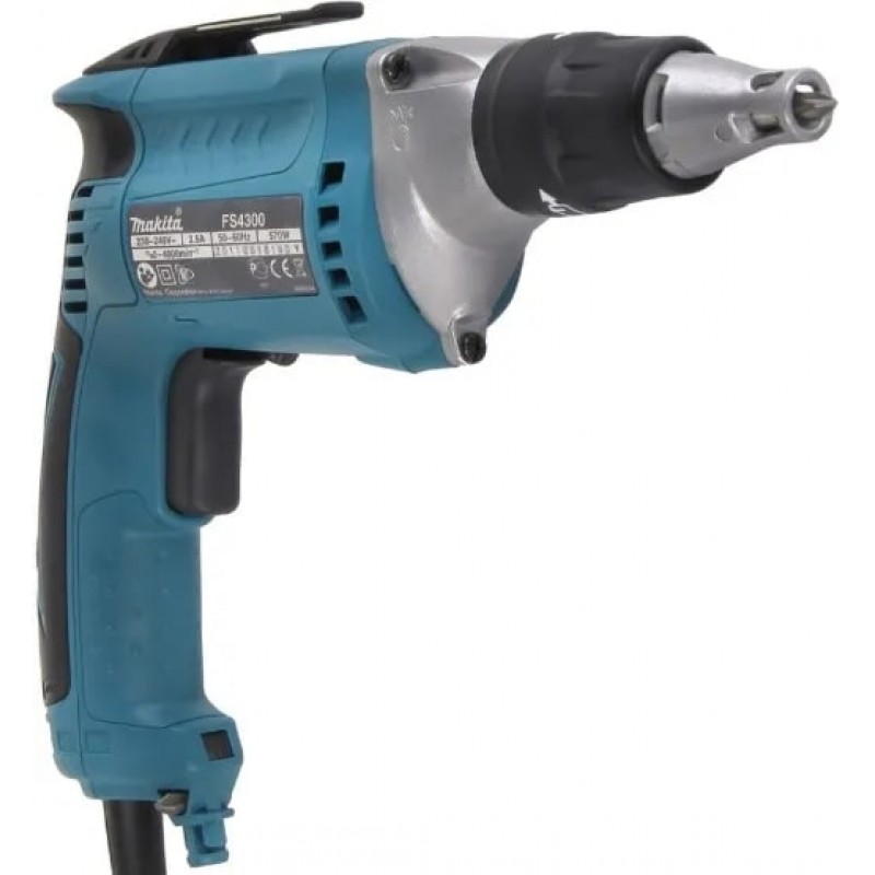 Makita Шурупокрут для гіпсокартону FS4300JX2, 570Вт, 4000 об/хв, 10-16Нм, 1.4кг, Makpac + аксесуари