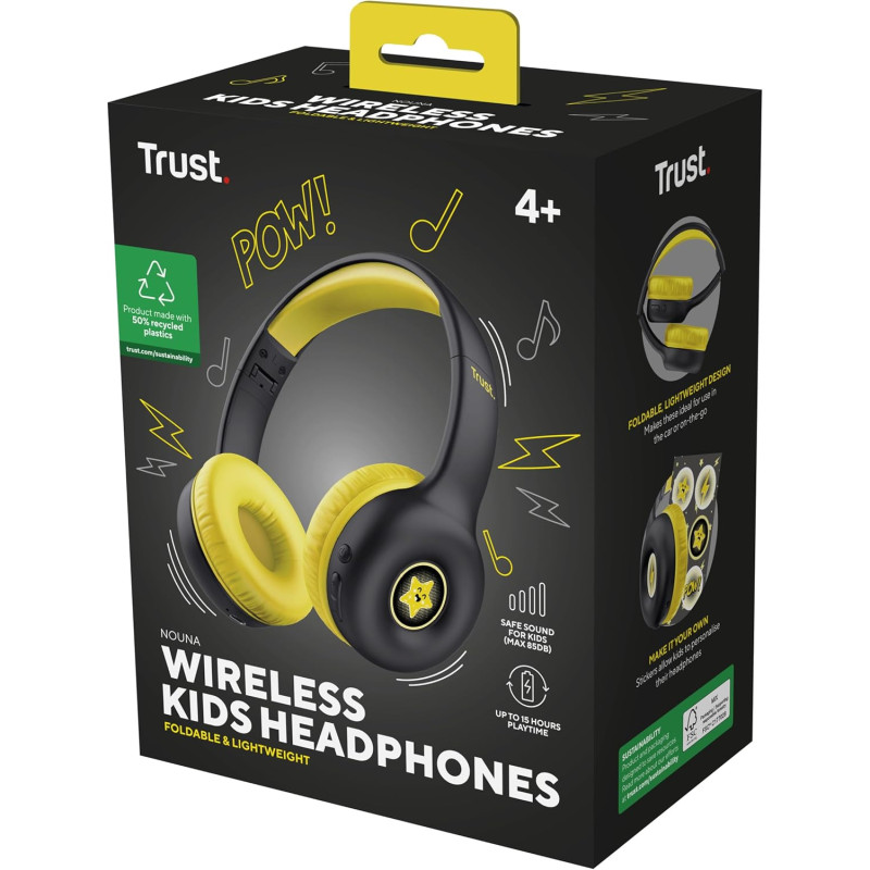 Trust Навушники On-ear Nouna Kids, Wireless, Mic, Чорний