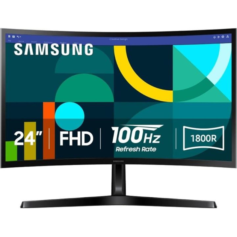 Samsung Монітор 23.8" S24D366 D-Sub, HDMI, VA, 100Hz, 4ms, CURVED