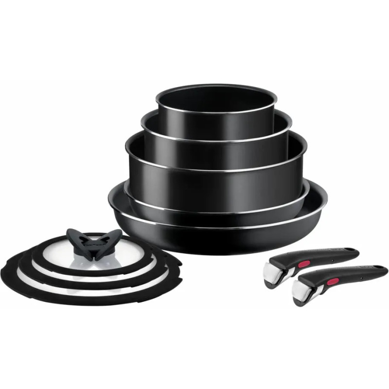 Tefal Набір посуду Ingenio Easy Cook & Clean, 10предметів, алюміній, нержавіюча сталь, бакеліт, чорний
