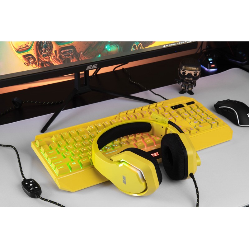 2E Gaming Клавіатура мембранна KG315 110key, USB-A, EN/UA, RGB, жовтий