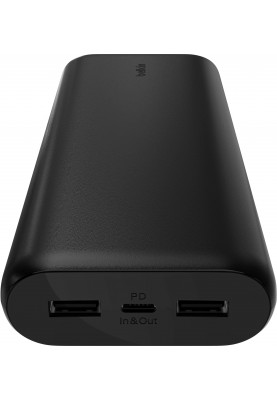 Belkin Акумулятор портативний літій-іонний Power Bank 20000мА·рік, 20Вт, 2хUSB-A/USB-C, чорний