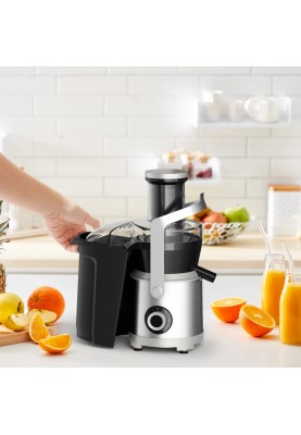 Tefal Соковитискач Nutri XXL відцентрований 1000Вт, чаша-0.8л, жмих-2.2л, жолоб на ціле яблуко, пластик/метал, чорний-нержавіюча сталь