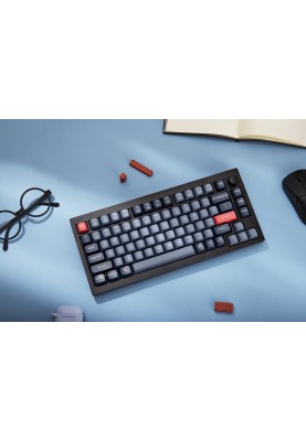 Keychron Клавіатура механічна V1 Max 84Key, Gateron Jupiter Red, WL/BT/USB-A, QMK, Hot-swap, Knob, EN/UKR, RGB, чорний