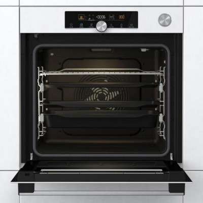 Gorenje Духова шафа електрична, 77л, A+, пара, дисплей, готування на різних рівнях, піроліз, білий