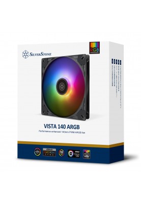 SilverStone Корпусний вентилятор Vista VS140B ARGB, 140мм, 1600rpm, 4pinPWM, 3pin +5VARGB, 30.8dBa, чорний
