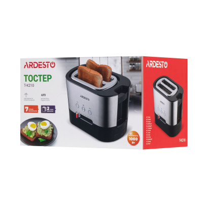 ARDESTO Тостер Steel Collection T-K210 1000 Вт, метал+пластик, сріблясто-чорний