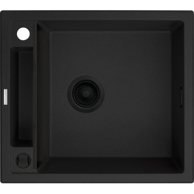 Deante Мийка кухонна Magnetic, граніт, квадрат, без крила, 560х500х219мм, чаша - 1, накладна, чорний матовий