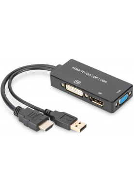 Digitus Перехідник HDMI - DP+DVI+VGA UHD 4K, M-F/F/F, 3 in 1