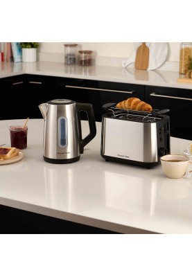 Russell Hobbs Тостер Heaton, нержав., підігрів, розморожування, чорний+нерж