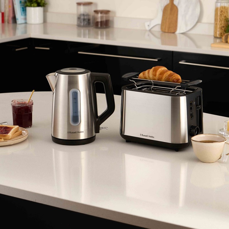 Russell Hobbs Тостер Heaton, нержав., підігрів, розморожування, чорний+нерж