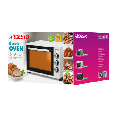 ARDESTO Електропіч 1300Вт, 40л, прихов.ниж.тен, таймер, підсвічув., білий