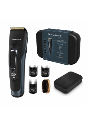 Rowenta Машинка для стрижки Advancer, для бороди, вусів, голови, мережа+акум., роторний мотор, насадок-3, кейс, титан.напил., темно-синій
