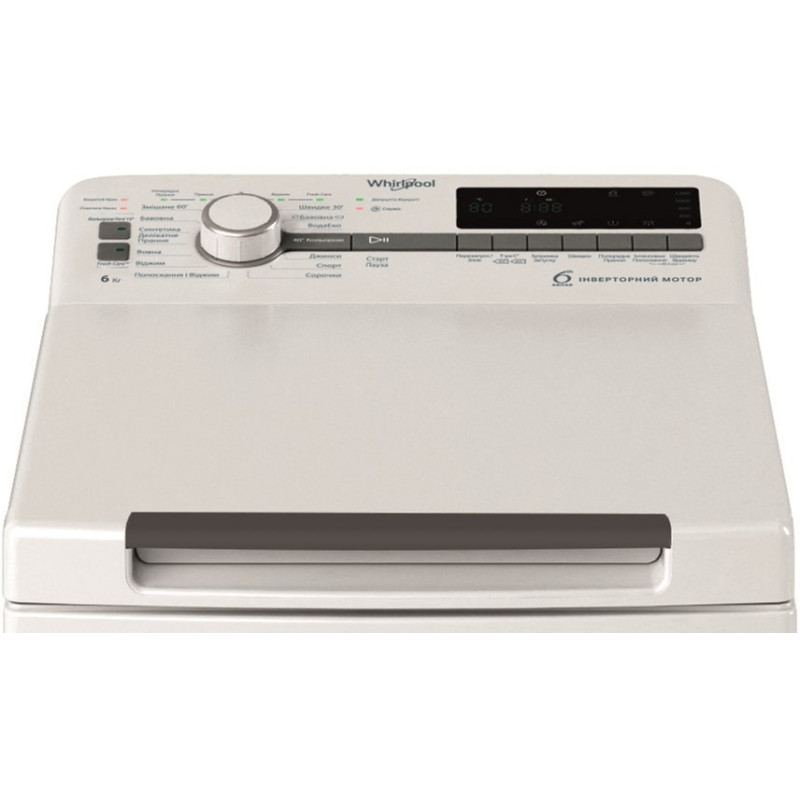 Whirlpool Пральна машина Whirlpool вертикальна, 6кг, 1200, A+++, 60см, дисплей, інвертор, білий