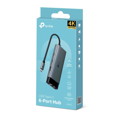 TP-Link Хаб USB UH6120C USB-A > 2xUSB3.0/1xUSB-C/1xHDMI/1xRJ-45/1xPD 100Wh