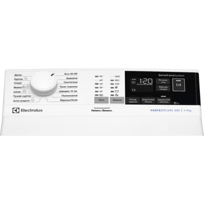 Electrolux Пральна машина Electrolux вертикальна, 7кг, 1200, A, 60см, дисплей, інвертор, білий