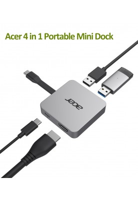 Acer Хаб USB-С > 2xUSB-A3.2/USB-C/ HDMI, 0.15м, сірий
