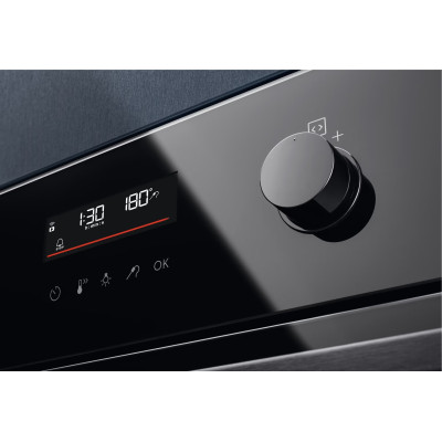 Electrolux Духова шафа електрична, 72л, A+, пара, дисплей, конвекція, телескопічні напрямні, чорний