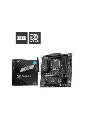MSI Материнська плата PRO B760M-A WIFI s1700 B760 4xDDR5 HDMI DP WiFi BT mATX