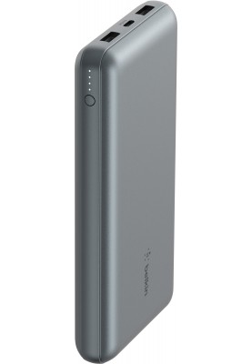 Belkin Акумулятор портативний літій-іонний Power Bank 10000мА·рік, 15Вт, 2хUSB-A/USB-C, сірий