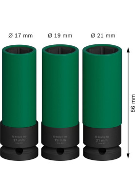 Bosch Набір ударних торцевих головок Professional Extra Deep 3шт 1/2" 85мм