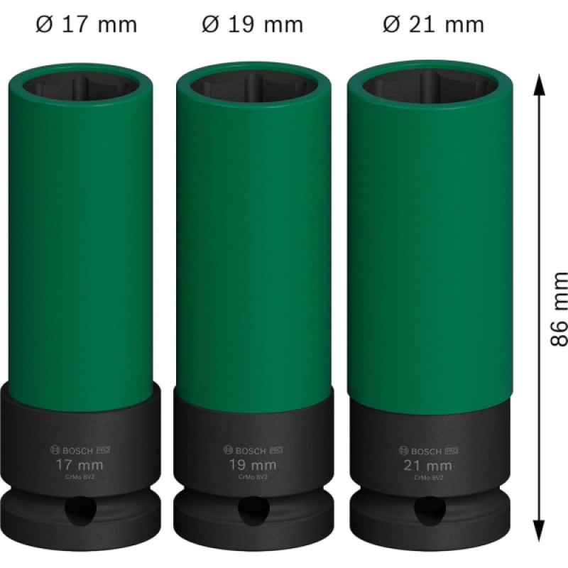 Bosch Набір ударних торцевих головок Professional Extra Deep 3шт 1/2" 85мм