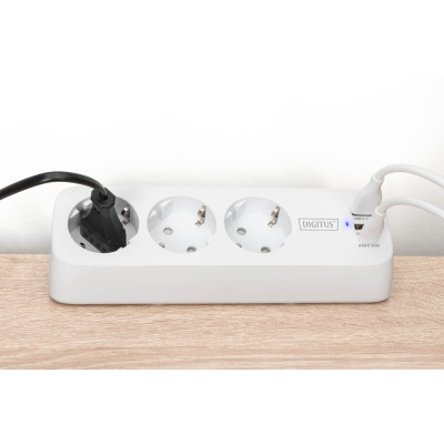 Digitus Блок розеток DIGITUS Office, 3xSchuko, 2xUSB-A, 1xUSB-C, 16A, 1.5м, вилка Schuko, білий