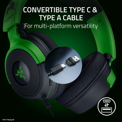 Razer Гарнітура Kraken V4 X, 7.1, USB-A, 1.8м, RGB, Minecraft Ed. Razer Гарнітура Kraken V4 X, 7.1, USB-A, 1.8м, RGB, Minecraft Ed.