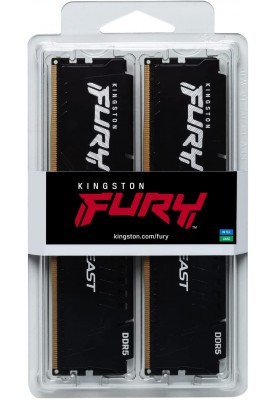 Kingston Память ПК DDR5 16GB KIT (8GBx2) 5600 FURY Beast Black