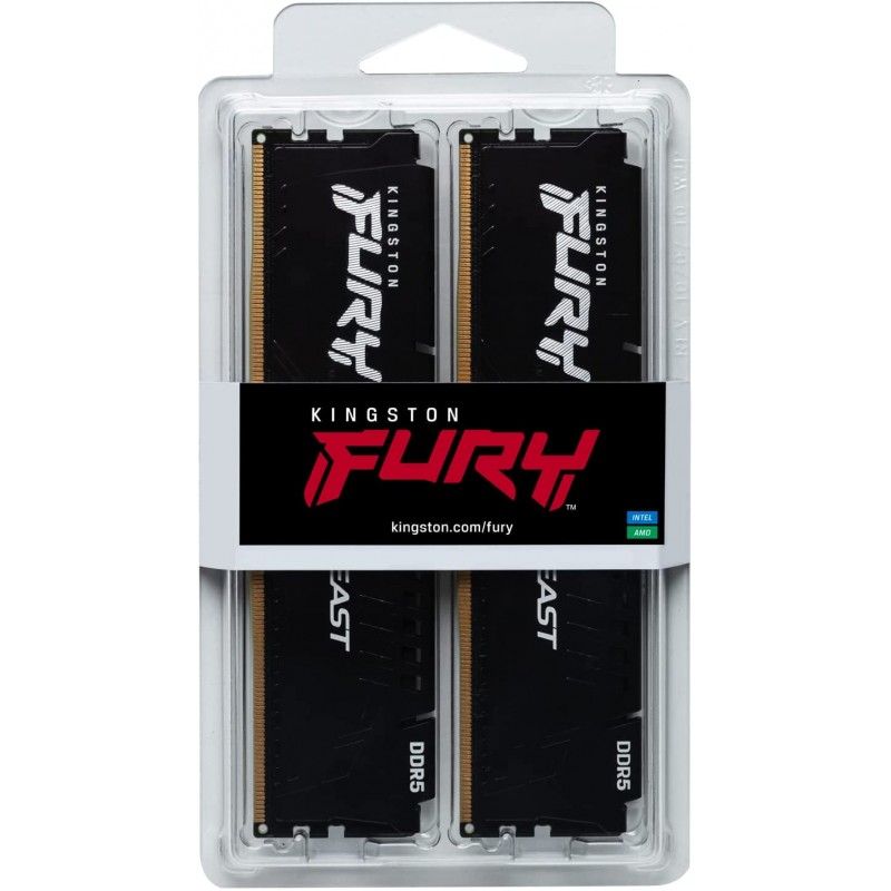 Kingston Память ПК DDR5 16GB KIT (8GBx2) 5600 FURY Beast Black