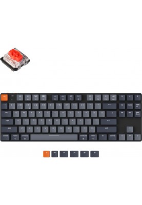 Keychron Клавіатура механічна K1SE 87Key, Gateron Red, BT/USB-A, Low Profile, EN/UKR, White Led, чорний