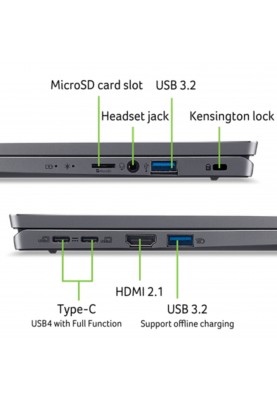 Acer Ноутбук Swift Go 14 SFG14-63 14" 2.8K OLED, AMD R7-8845HS, 32GB, F1TB, UMA, Lin, сірий