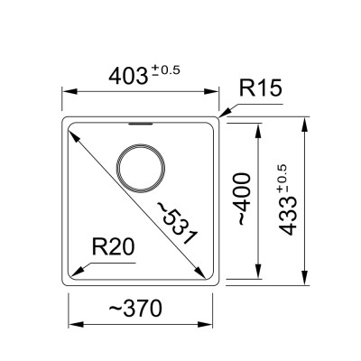 Franke Мийка кухонная Franke Maris, фраграніт, прямокутник, без крил, 403х433х200мм, чаша - 1, монтаж під стільницю, MRG 110-37, воникс