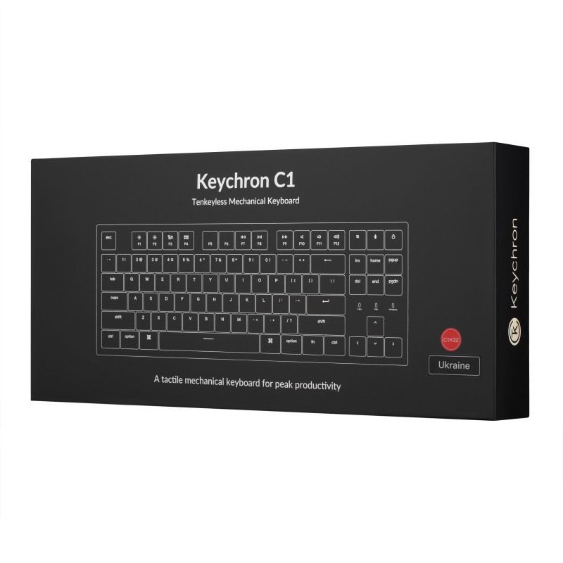 Keychron Клавіатура механічна C1 87Key, Gateron G pro Brown, USB-A, EN/UKR, No Led, Сірий