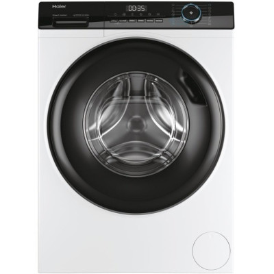 Haier Пральна машина фронтальна, 8кг, 1400, A+++, 56см, дисплей, пара, інвертор, люк чорний, прямий привід, білий