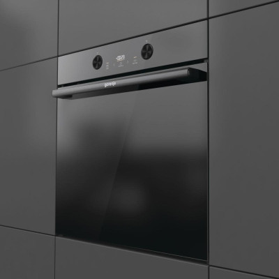 Gorenje Духовий шафа електричний, 77л, A+, пара, дисплей, піроліз, чорний