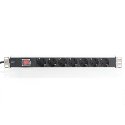 Digitus Блок розеток 1U, 7xSchuko, 16A, 250V, вимикач, вилка Schuko