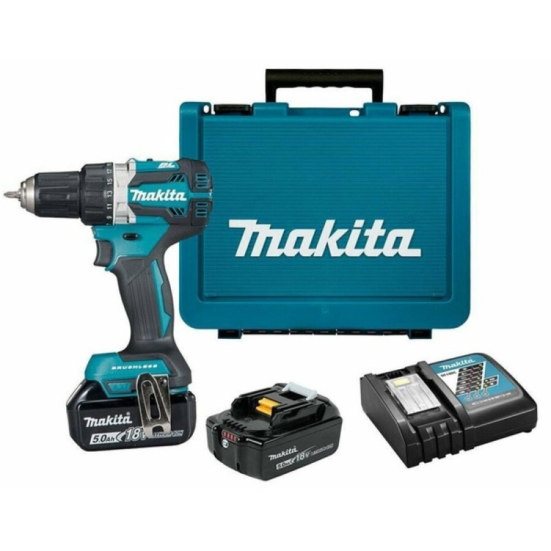 Makita Шуруповерт DDF484RTE, акум, 18В, 5Ah 2шт., 0-500/0-2000 об/хв, 54Нм, 1.5кг, кейс