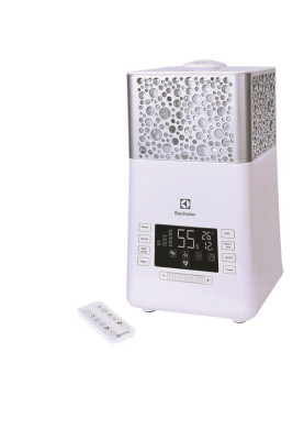 Electrolux Зволожувач повітря EHU-3715D 5 л, 50 м2, 450 мл/г, ультразвуковий, іонізатор, гігростат, аромакапсула, УФ лампа, стерилізація пари, підсвічування, пульт ДК, білий