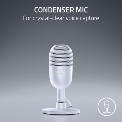 Razer Мікрофон геймінговий Seiren V3 Mini, Omni, USB-A, 1.2м, білий