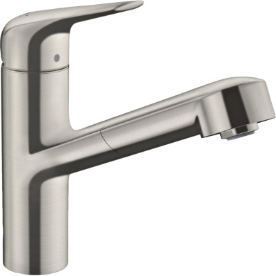 Hansgrohe Змішувач для кухні Focus M42, довж.виливу - 225мм, витяжний, 1важіль, KM150, сталь