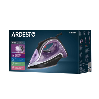 ARDESTO Утюг IR-B2234, 2400Вт, 350мл, паровий удар, керам. підошва, фіолетово-чорний