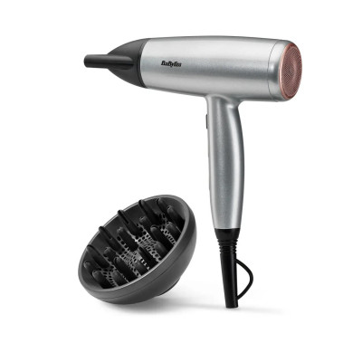 BaByliss Фен Babyliss Cosmos, 2100Вт, 3 режими, іонізація, хол. обдування, 2 насадки, сірий BaByliss Фен Babyliss Cosmos, 2100Вт, 3 режими, іонізація, хол. обдування, 2 насадки, сірий