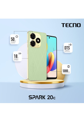 TECNO Смартфон Spark 20C (BG7n) 6.56" 8/128ГБ, 2SIM, 5000мА·год, Magic Skin Green